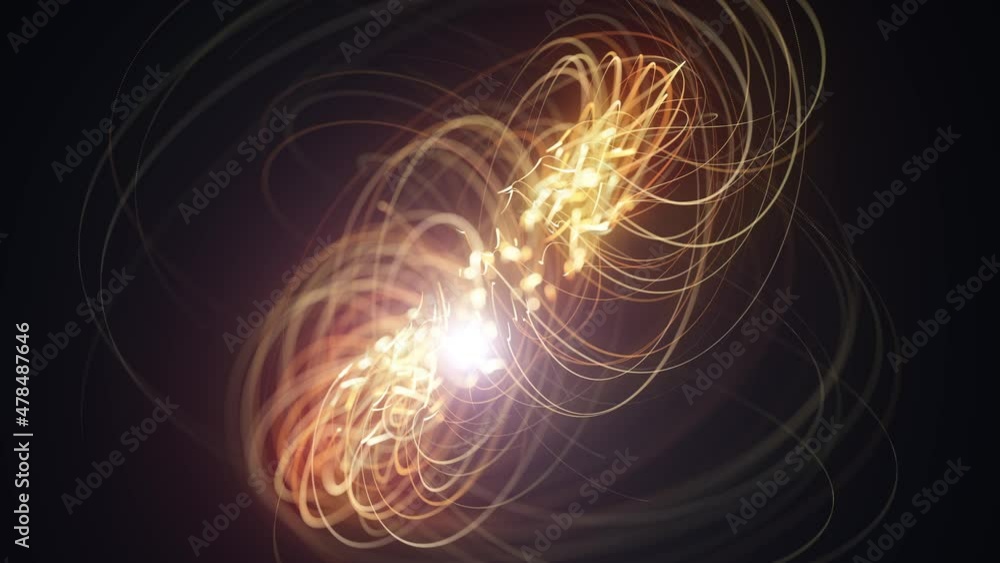 Poster abstract arabesque strings waving fx background loop/ 4k animation of an abstract wallpaper technolo