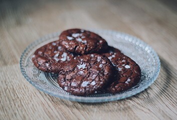 Chocolate cookies with chunks of sea salt