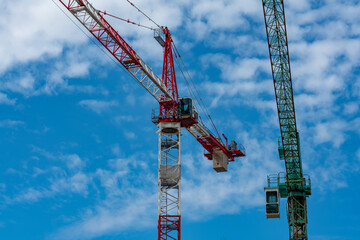 Crane for heavy lifting Working Construction Site in Europe.