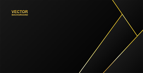 Abstract. geometric shape black and gold background. light and shadow. Vector.