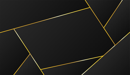 Abstract. geometric shape black and gold background. light and shadow. Vector.