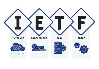 IETF - Internet Engineering Task Force acronym. business concept background.  vector illustration concept with keywords and icons. lettering illustration with icons for web banner, flyer, landing pag