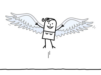 Cartoon Free Woman Flying with Wings