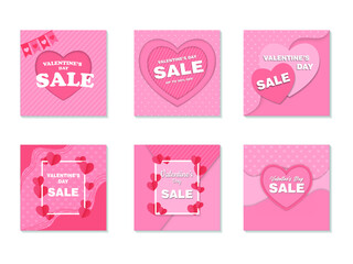 Set of valentine's day sale for social mesdia post or website.