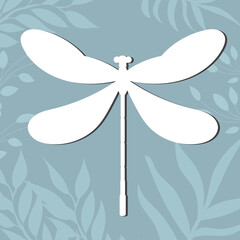 dragonfly white silhouette, on an abstract background