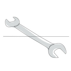 spanner one line drawing, vector, isolated