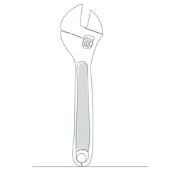 spanner one line drawing, vector