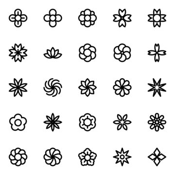 Outline icons for flowers.