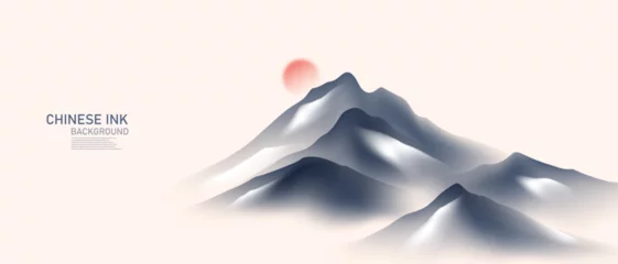 Rollo modern design vector illustration of a gorgeous chinese ink landscape painting © HNKz