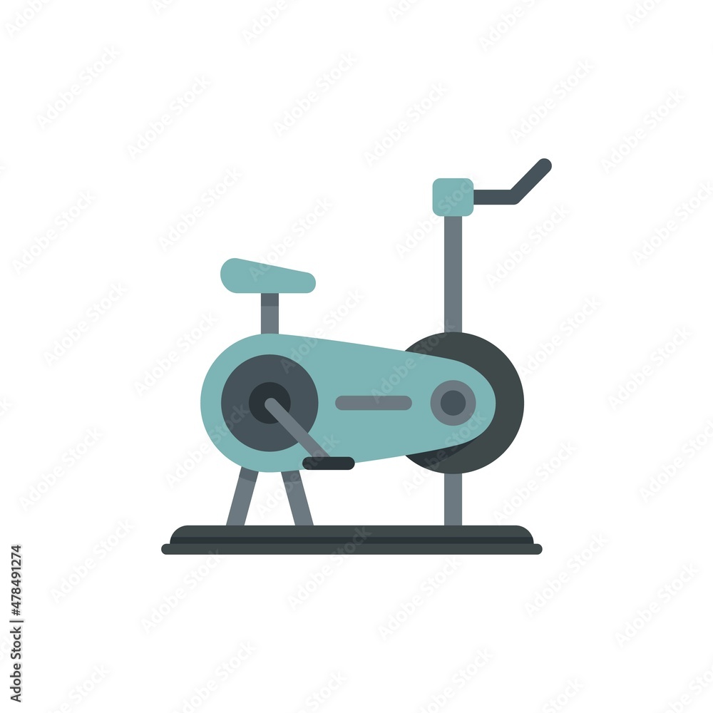 Sticker cardio exercise bike icon flat isolated vector