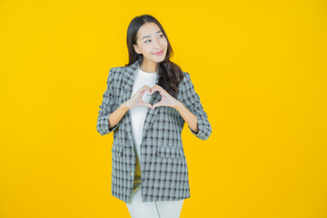 Portrait beautiful young asian woman smile with action