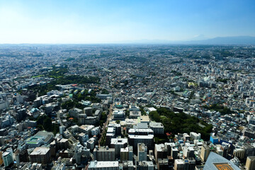 神奈川県横浜市 横浜ランドマークタワー展望台からの眺め 西側