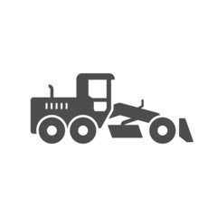 Road scraper or grader glyph icon