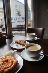 The view through the window in typical bakery in Berlin