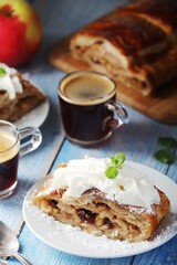 Traditional Austrian strudel with apples