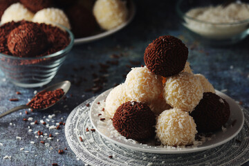 Beijinho and Brigadeiro sweets - national cuisine of Brazil	