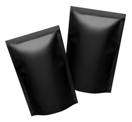 Black doypacks, isolated on white background