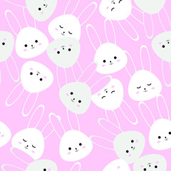 pattern with white bunny. pattern for valentine's day. drawing for textiles. vector illustration, eps 10.