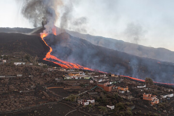 Erupción del Volcán Cumbre Vieja en la isla de La Palma en Canarias. España.