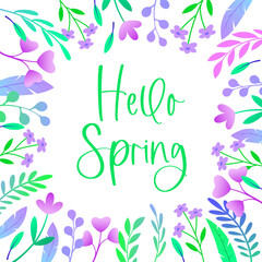 Obraz premium Postcard, poster. Hello spring. Beautiful background with flowers. Vector illustration.