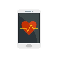 Heart rate smartphone icon flat isolated vector