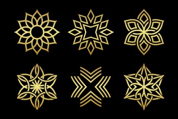 Abstract flower logo in gold color