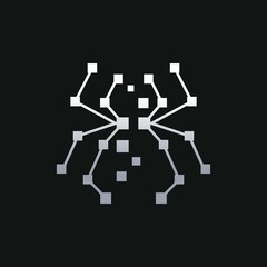 Abstract spider logo on a black background