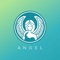 Angel logo with wing front view