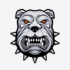 Angry bulldog, with gray and black color using spike accessories