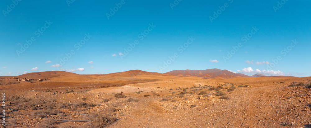 Wall mural clear blue sky in the desert panorama