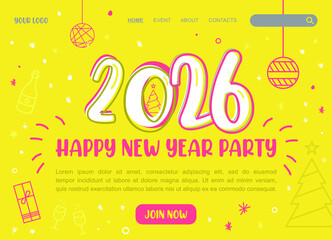 2026 Happy New Year logo text design. 2026 number design template. Brochure design template, card, banner.