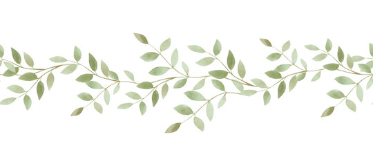 Seamless green leaves foliage graphic repeat pattern illustration - obrazy, fototapety, plakaty