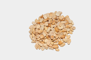Nuts and snacks, a snack for beer on a white solid background.
