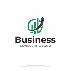 Business consulting logo with arrow and bar chart
