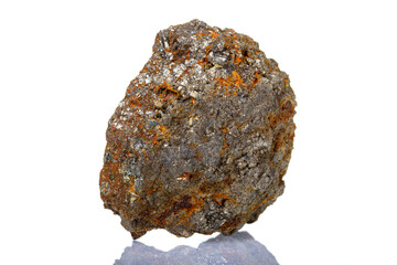 macro mineral stone Arsenopyrite on a white background
