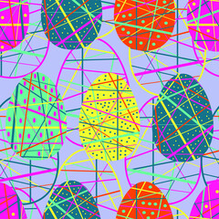 Elegant striped Easter eggs. Colorful Easter background. Seamless vector pattern.