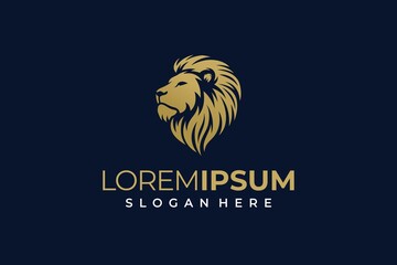 Elegant lion head logo on dark background