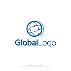 Global logo with a minimalist modern style and globe icons