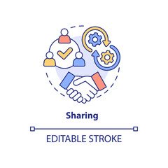 Sharing concept icon. Transparent budget. Company financial planning abstract idea thin line illustration. Isolated outline drawing. Editable stroke. Roboto-Medium, Myriad Pro-Bold fonts used