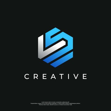 Letter LS logo design template with blue and white color icon