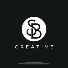 Letter SB logo design template with black white color