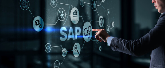 SAP Intelligent Robotic Process Automation. System Software Automation concept on futuristic...