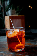 Aperol Spritz Glass in Dark Background