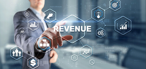 Revenue. Raising income concept. The businessman plans to increase his revenue