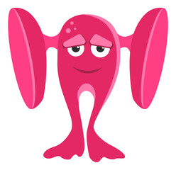 Cartoon monster with big ears. Fun alien character