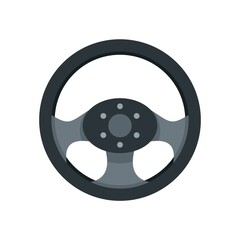 Fototapeta premium Steering wheel equipment icon flat isolated vector