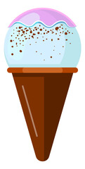 Ice cream icon. Frozen milk scoop in waffle cone