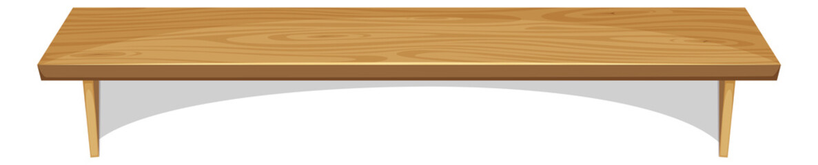 Wooden shelf hanging on wall. Empty wood ledge