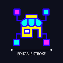 Retail business data mining RGB color pixel perfect icon for dark theme. Financial information for entrepreneurs. Simple filled line drawing on night mode background. Editable stroke. Arial font used