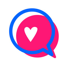 Heart Buble Text Icon - Suitable for background, clip art, love button, emoticon, design asset, sticker, valentine day, wallpaper and illustration in general